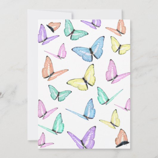Trendy Rainbow Pastel Butterfly Graduparty Kaart (Achterkant)