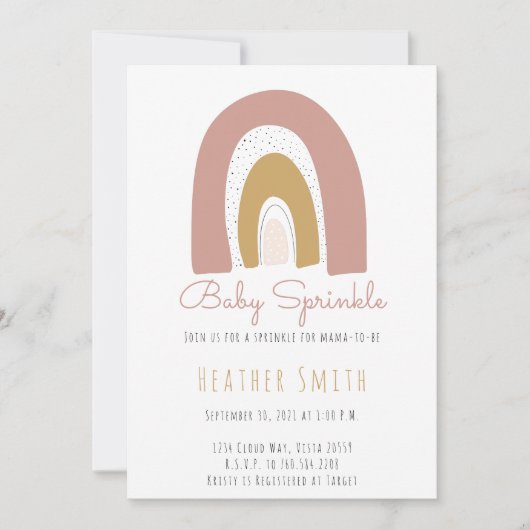 Trendy Rainbow Theme blush mosterdroze Sprinkle Kaart (Voorkant)