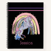 Trendy Rainbow Unicorn Roze Paarse Notitieboek (Voorkant)