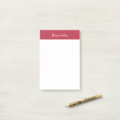 Trendy Raspberry Rood & Wit Script Monogram Post-it® Notes (Op bureau)
