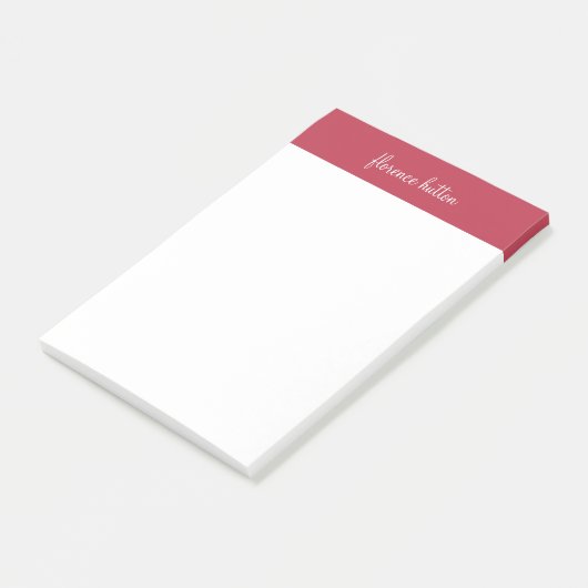 Trendy Raspberry Rood & Wit Script Monogram Post-it® Notes (Schuin)