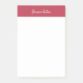 Trendy Raspberry Rood & Wit Script Monogram Post-it® Notes (Voorkant)
