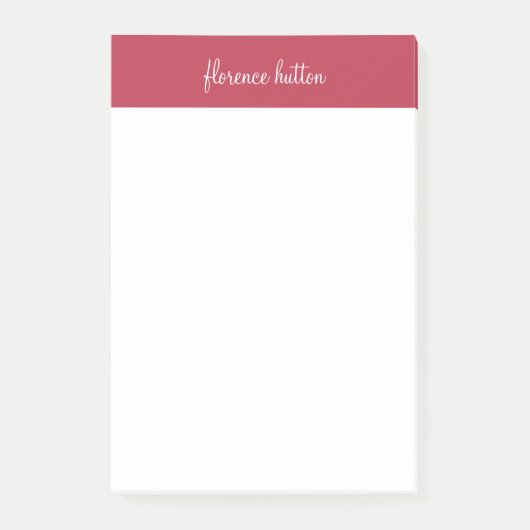Trendy Raspberry Rood & Wit Script Monogram Post-it® Notes (Voorkant)