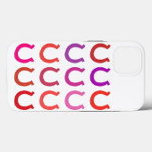 Trendy rasterpatroon gelukkige hoefijzers roze paa Case-Mate iPhone case (Achterkant (horizontaal))