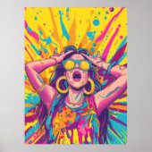 Trendy Rave Party Flat Illustration Doodle Poster (Voorkant)