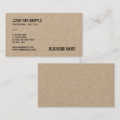 Trendy Real Kraft papier verdrietige tekst Sjabloo Visitekaartje (Voorkant / Achterkant)