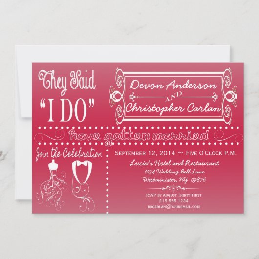 Trendy receptie alleen krijtbord uitnodiging (Voorkant)