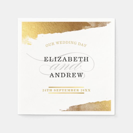 TRENDY RECEPTIE moderne luxe vergulde gouden rand Servetten (Voorkant)