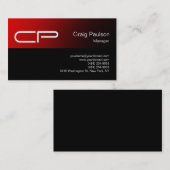 Trendy Red Black Chic Monogram Visitekaartje (Voorkant / Achterkant)