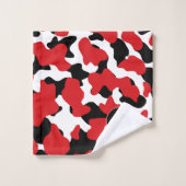 Trendy Red Black Cow Print Monogram Bad Handdoek (Wasdoekje)