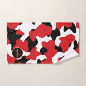 Trendy Red Black Cow Print Monogram Bad Handdoek (Handdoek)