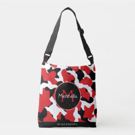 Trendy Red Black Cow Print Monogram Crossbody Tas
