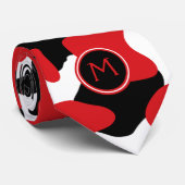 Trendy Red Black Cow Print Monogram Stropdas (Opgerold)