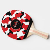 Trendy Red Black Cow Print Monogram Tafeltennisbatje (Zijkant)
