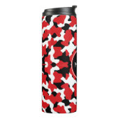 Trendy Red Black Cow Print Monogram Thermosbeker (Gedraaid links)