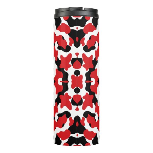 Trendy Red Black Cow Print Monogram Thermosbeker (Achterkant)