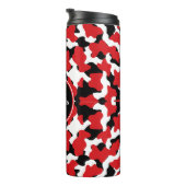 Trendy Red Black Cow Print Monogram Thermosbeker (Geroteerd rechts)
