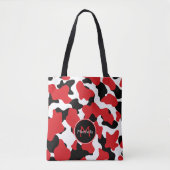 Trendy Red Black Cow Print Monogram Tote Bag (Voorkant)