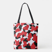 Trendy Red Black Cow Print Monogram Tote Bag (Achterkant)