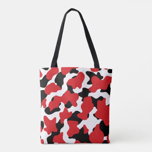Trendy Red Black Cow Print Monogram Tote Bag (Achterkant)