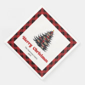 Trendy Red Black Plaid Napkin Custom Christmas Servet (Hoek)
