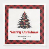 Trendy Red Black Plaid Napkin Custom Christmas Servet (Voorkant)