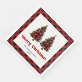 Trendy Red Black Plaid Napkin Personalized Servet (Hoek)