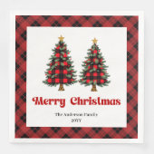 Trendy Red Black Plaid Napkin Personalized Servet (Voorkant)