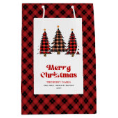 Trendy red black tartan Christmas gift bag custom Medium Cadeauzakje (Voorkant)