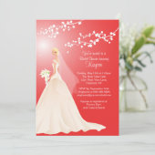 Trendy Red BLONDE Bride Vrijgezellenfeest Invite Kaart (Staand voorkant)