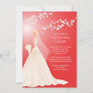 Trendy Red BLONDE Bride Vrijgezellenfeest Invite Kaart