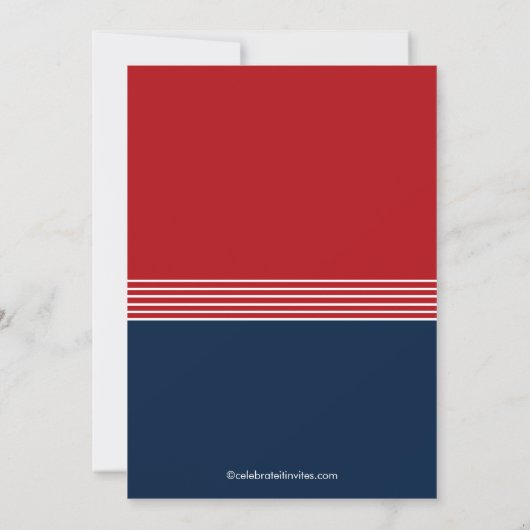 Trendy Red & Blue Photo Afstuderen Invitation Kaart (Achterkant)