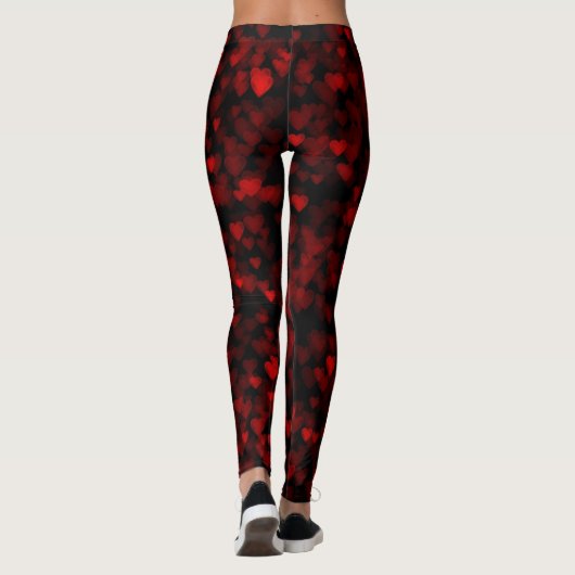 Trendy Red Bokeh Hearts Leggings (Achterkant)