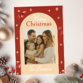 Trendy Red Bow Arch Christmas Card Feestdagenkaart