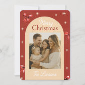 Trendy Red Bow Arch Christmas Card Feestdagenkaart (Voorkant)