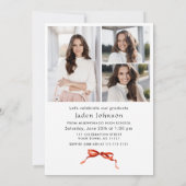 Trendy Red Bow Ribbon 4 FOTO Afstudeerfeest Kaart (Achterkant)
