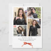 Trendy Red Bow Ribbon 4 FOTO Afstudeerfeest Kaart (Achterkant)