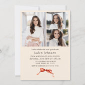 Trendy Red Bow Ribbon 4 FOTO Afstudeerfeest Kaart (Achterkant)