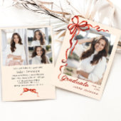 Trendy Red Bow Ribbon 4 FOTO Afstudeerfeest Kaart