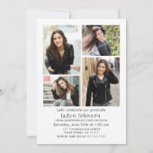 Trendy Red Bow Ribbon 5 FOTO Afstudeerfeest Kaart (Achterkant)