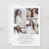 Trendy Red Bow Ribbon 5 FOTO Afstudeerfeest Kaart (Achterkant)