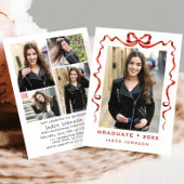 Trendy Red Bow Ribbon 5 FOTO Afstudeerfeest Kaart