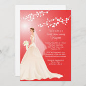 Trendy Red BRUNETTE Bride Vrijgezellenfeest Invite Kaart (Voorkant / Achterkant)