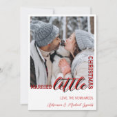 Trendy Red Calligraphy Married Little Christmas Feestdagenkaart (Voorkant)