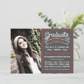 Trendy Red Chalkboard Typography Afstuderen Kaart (Staand voorkant)