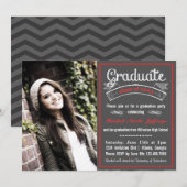 Trendy Red Chalkboard Typography Afstuderen Kaart (Voorkant / Achterkant)