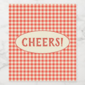 Trendy  Red Checkerboard Pattern - Aangepast Wijn Etiket (Enkel label)