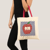 Trendy Red Chevron Zigzag Apple Canvas tas (Voorkant (product))