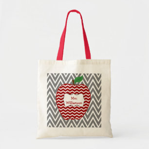Trendy Red Chevron Zigzag Apple Canvas tas