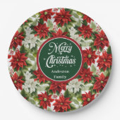 Trendy Red Christmas Flowers Custom Paper Plates  Papieren Bordje (Voorkant)